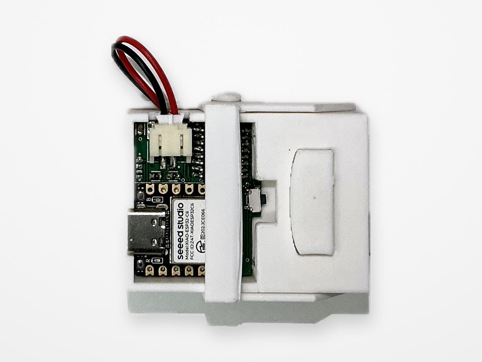 Prototype 1, showing the clasp housing, mechanical switch, and USB-C port